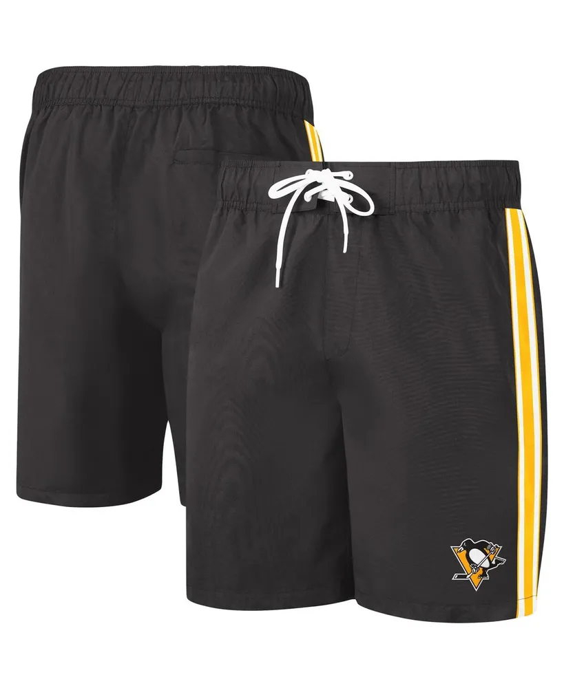 Men's G-iii Sports by Carl Banks Black and Gold Pittsburgh Penguins Sand Beach Swim Shorts