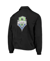 Men's The Wild Collective Black Seattle Sounders Fc Coaches Full-Snap Jacket