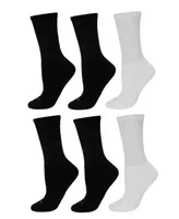 Men's Diabetic Full Cushion Quarter 6 Pair Pack Socks - Diabetic-Black-Black