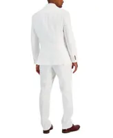 Tayion Collection Mens Classic Fit Linen Vested Suit Separates