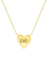 Diamond Purple Enamel Heart "Loved" 18" Pendant Necklace (1/8 ct. t.w.) in 14k Gold-Plated Sterling Silver - Gold