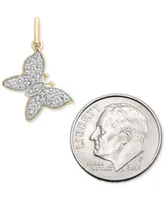 Wrapped Diamond Butterfly Charm Pendant (1/20 ct. t.w.) in 10k Gold, Created for Macy's