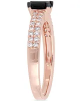 Black Diamond (1/2 ct. t.w.) & White (1/4 Emerald-Cut Pave Engagement Ring 14k Rose Gold