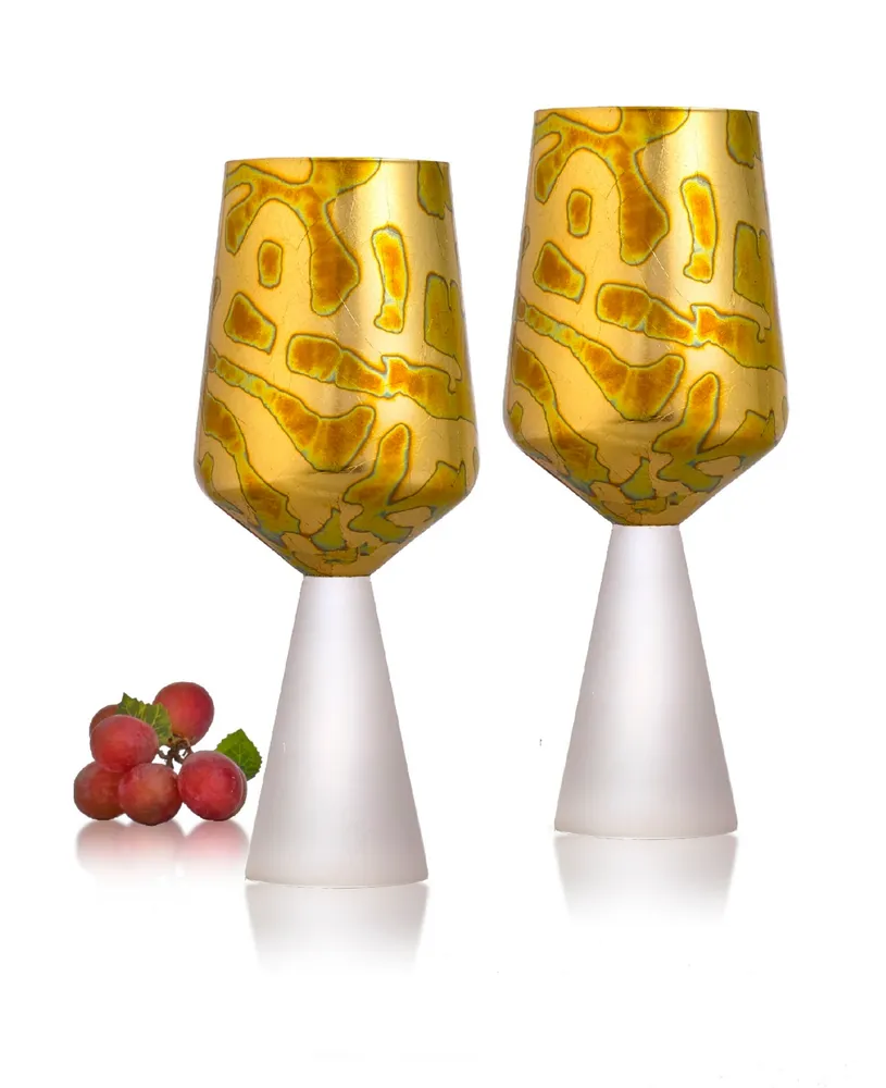Roman All Purpose Wine Glasses, Set of 2, 15 Oz - Gold