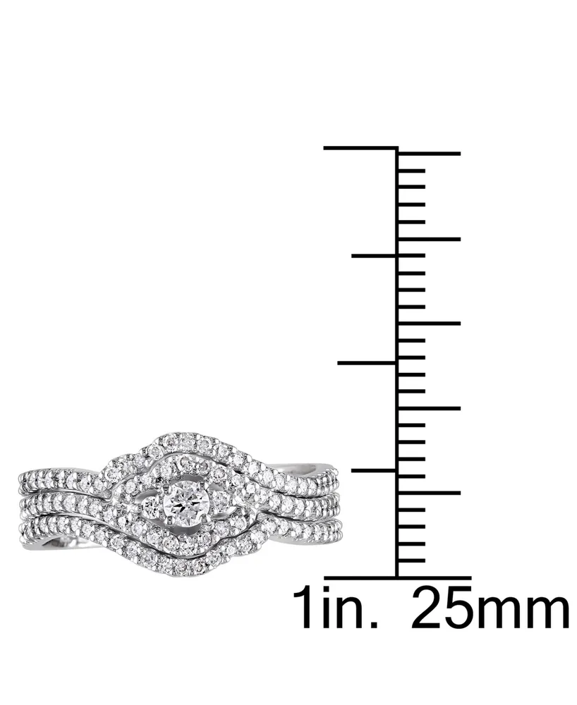 Diamond Cluster 3-Pc. Bridal Set (1/2 ct. t.w.) 14k White Gold