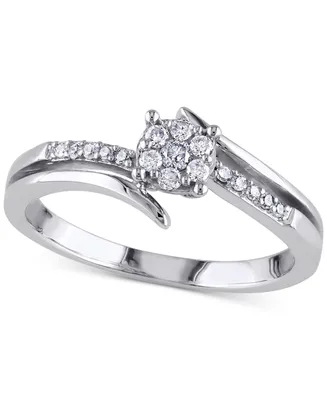 Diamond Cluster Swirl Engagement Ring (1/5 ct. t.w.) 14k White Gold