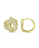 Giani Bernini Cubic Zirconia Love Knot Huggie Hoop Earrings, Sterling Silver or 18K Gold over