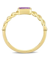 10K Yellow Gold or Rose Amethyst Link Ring