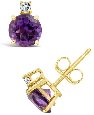 Amethyst (1-1/2 ct. t.w.) and Diamond Accent Stud Earrings in 14K Yellow Gold
