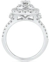 Diamond Halo Cluster Engagement Ring (1-3/8 ct. t.w.) in 14k White Gold