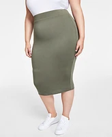 Bar Iii Trendy Plus Size Bodycon Jersey Midi Skirt, Created for Macy's