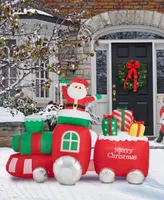 Glitzhome 8' Lighted Inflatable Santa on Pick-Up Train Decor