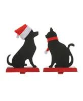 Glitzhome 7" Christmas Stocking Cat Dog Holder Set, 2 Piece