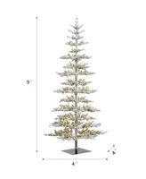 Glitzhome 9' Deluxe Pre-Lit Flocked Pine Artificial Christmas Tree with 650 Warm White Lights