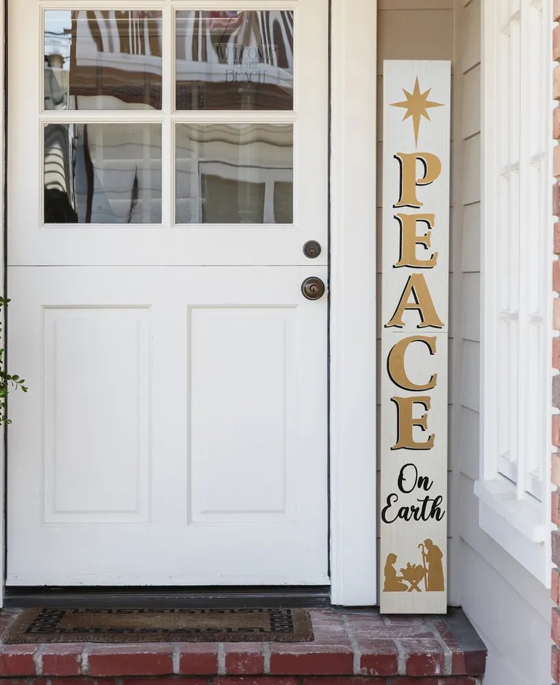 Glitzhome 60" Wooden Nativity Peace Porch Sign