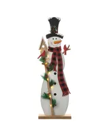 Glitzhome 36" Lighted Wooden Snowman Porch Decor