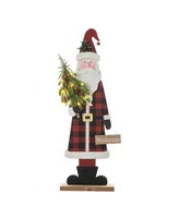 Glitzhome 36" Lighted Wooden Santa Porch Decor