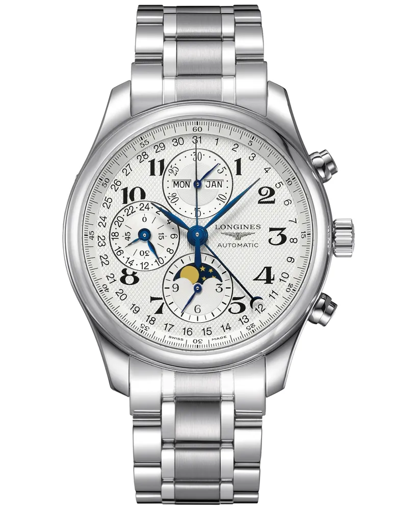 Longines Men's Swiss Automatic Chronograph Master Stainless Steel Bracelet Watch 42mm