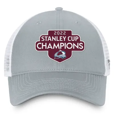Fanatics Men's Gray/White Colorado Avalanche 2022 Stanley Cup Champions Locker Room Trucker Adjustable Hat