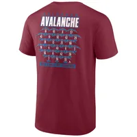 Fanatics Men's Garnet Colorado Avalanche 2022 Stanley Cup Champions Jersey Roster T-Shirt