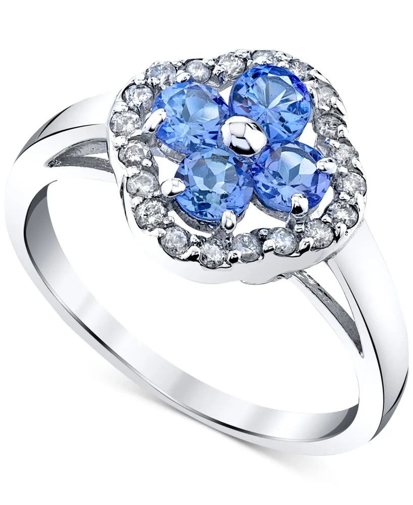 Tanzanite (1 ct. t.w.) & Diamond (1/5 ct. t.w.) Ring in 14k White Gold