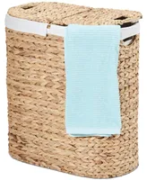 Seville Classics Hand-Woven Natural Wicker Lidded Double Laundry Hamper