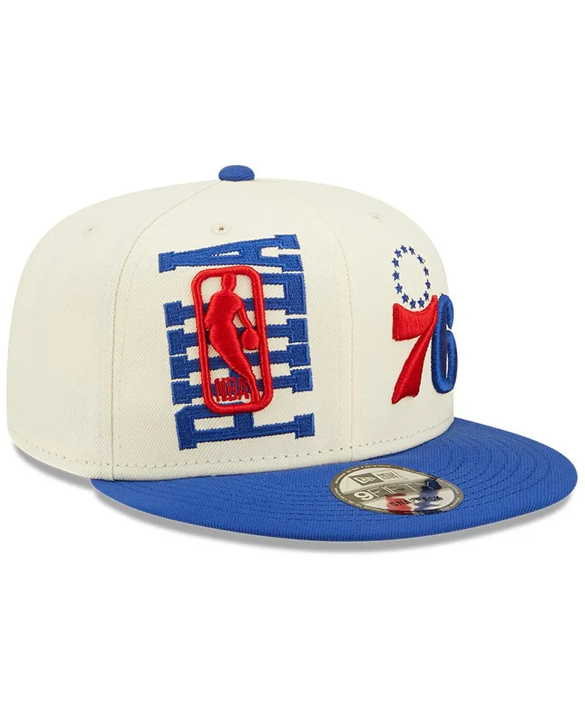 Men's New Era Cream and Royal Philadelphia 76ers 2022 Nba Draft 9FIFTY Snapback Adjustable Hat