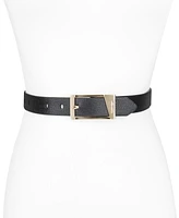 Calvin Klein Skinny Geometric Center Bar Buckle Dress Belt
