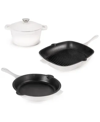 Neo Cast Iron Grill Pan, Fry Pan and 3 Quart Dutch Oven, Set of 3