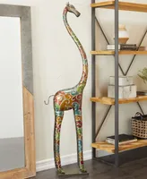 Eclectic Metal Giraffe Sculpture, 73" x 17"