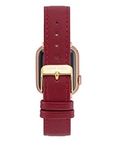 Anne Klein Women's Red Genuine Leather Band designed for Apple Watch 42mm (Series 10) & 38/40/41mm - Red, Gold