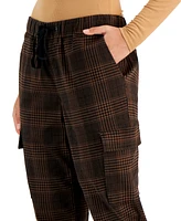 Tinseltown Juniors' Plaid Cargo Pull-On Jogger Pants