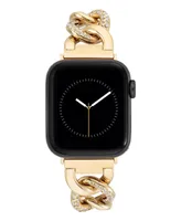 Anne Klein Women's Gold-Tone Alloy Chain with Crystals Bracelet Compatible with 42/44/45/Ultra/Ultra 2 Apple Watch