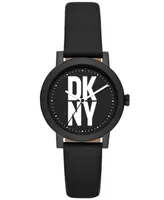 Dkny Women's Soho D Three-Hand Black Leather Strap Watch, 34mm