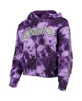 Women's Mitchell & Ness Purple Los Angeles Lakers Galaxy Sublimated Windbreaker Pullover Full-Zip Hoodie Jacket