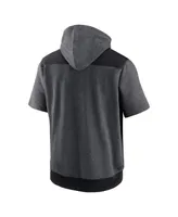 Men's Nike Heathered Charcoal and Black Miami Marlins Authentic Collection Dry Flux Performance Quarter-Zip Short Sleeve Hoodie