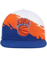 Men's Mitchell & Ness White, Blue New York Knicks Hardwood Classics Paintbrush Snapback Hat
