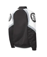 Women's Starter Black, Silver Brooklyn Nets Fan Girl Satin Raglan Full-Zip Jacket