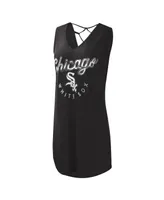 Women's G-iii 4Her by Carl Banks Black Chicago White Sox Game Time Slub Beach V-Neck Cover-Up Dress