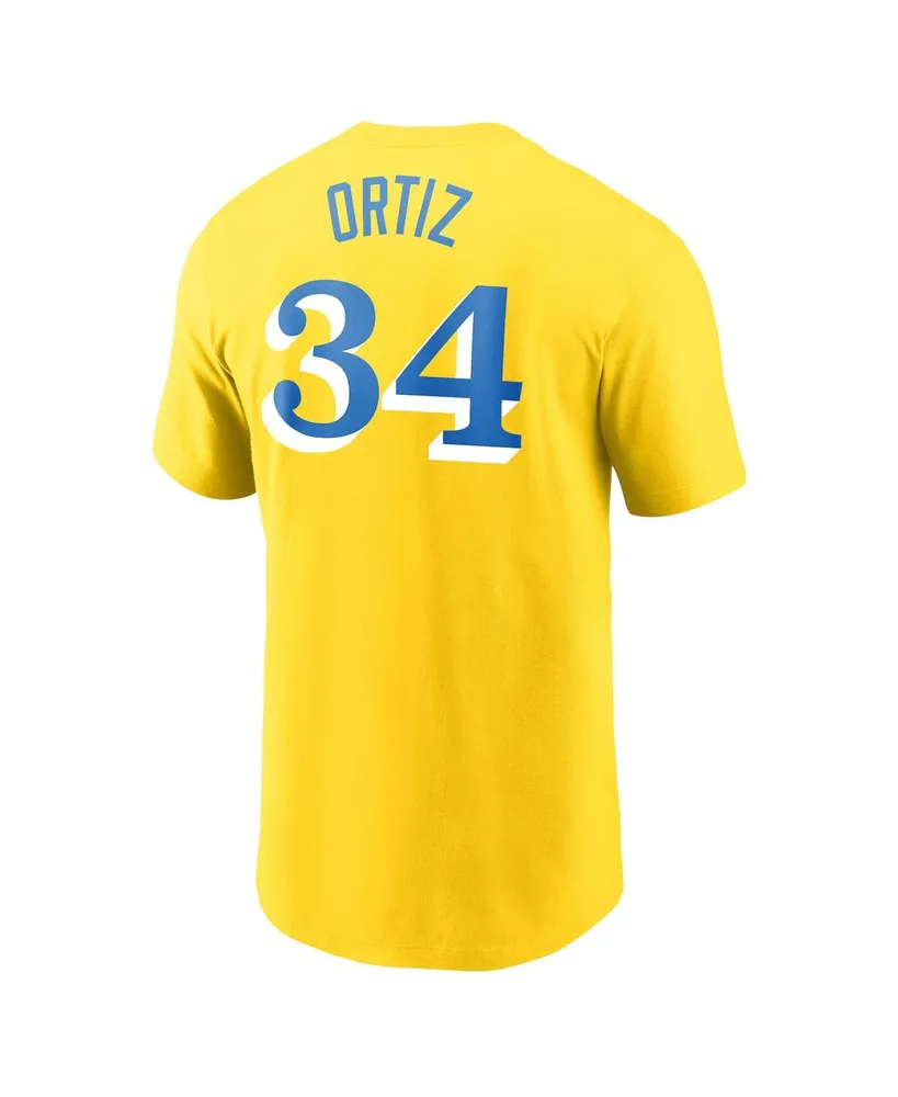 Men's Nike David Ortiz Gold Boston Red Sox Name and Number T-shirt