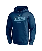 Men's Fanatics Navy Seattle Kraken Authentic Pro Secondary Logo Pullover Hoodie