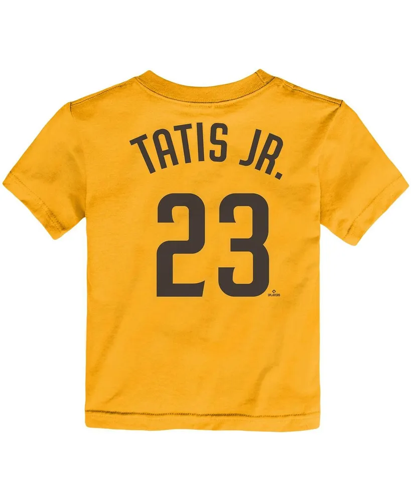 Toddler Nike Fernando Tatis Jr. Gold San Diego Padres Player Name and Number T-shirt