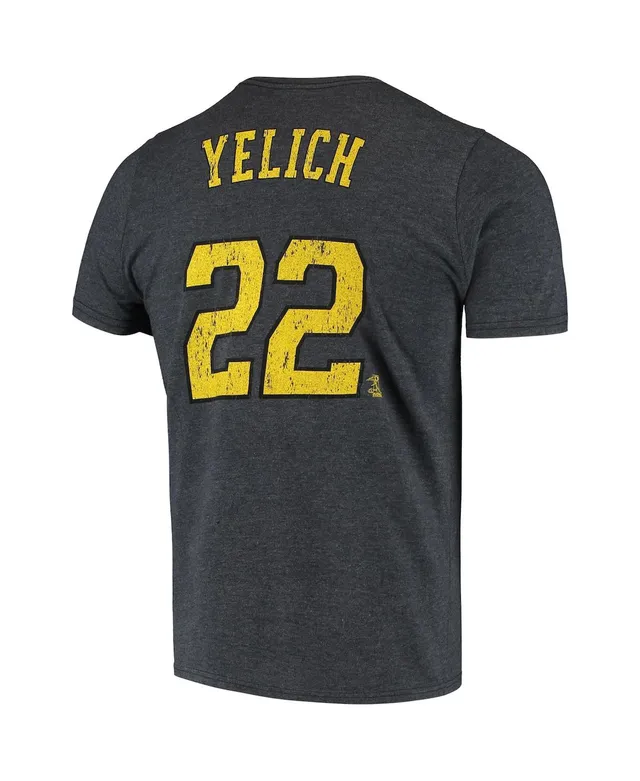 Men's Majestic Threads Christian Yelich Heathered Gray Milwaukee Brewers  Alternate Name & Number Tri-Blend T-Shirt