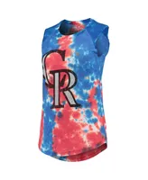 Women's Majestic Threads Red and Blue Colorado Rockies Tie-Dye Tri-Blend Muscle Tank Top