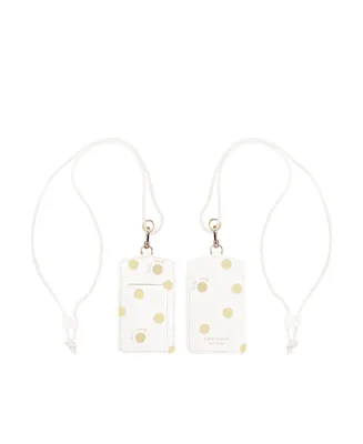 Kate Spade Id Holder - White with Gold Polka Dots - Gold
