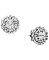 Diamond Halo Cluster Stud Earrings (1/2 ct. t.w.) in 10k White Gold