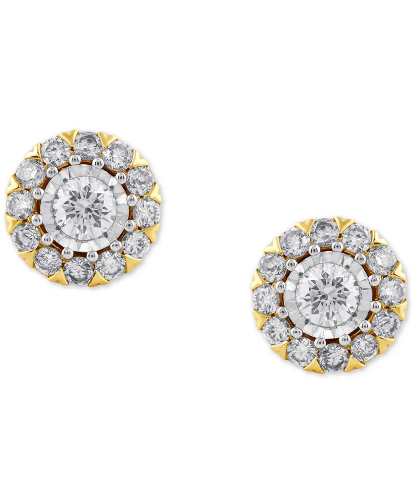 Diamond Halo Stud Earrings (3/4 ct. t.w.) in 10k Gold