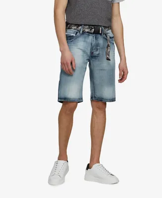 Ecko Unltd Men's Feeling Fresh Denim Shorts with Adjustable Belt, 2 Piece Set
