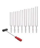 Supertek Tuning Forks with Hammer, Aluminum Set, 9 Piece