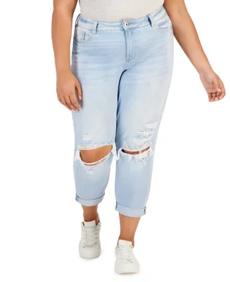 Celebrity Pink Trendy Plus Distressed Girlfriend Jeans